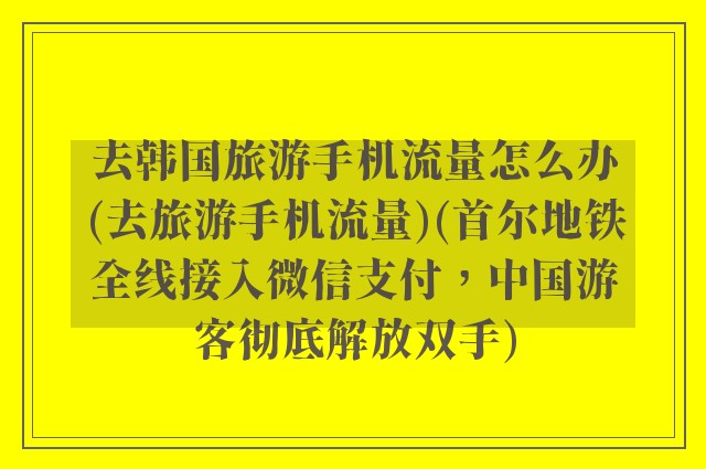 去韩国旅游手机流量怎么办(去旅游手机流量)(首尔地铁全线接入微信支付,中国游客彻底解放双手)